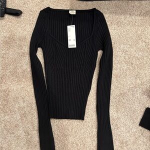 Urban Outfitters Black Ribbed Long Sleeve Sweater
